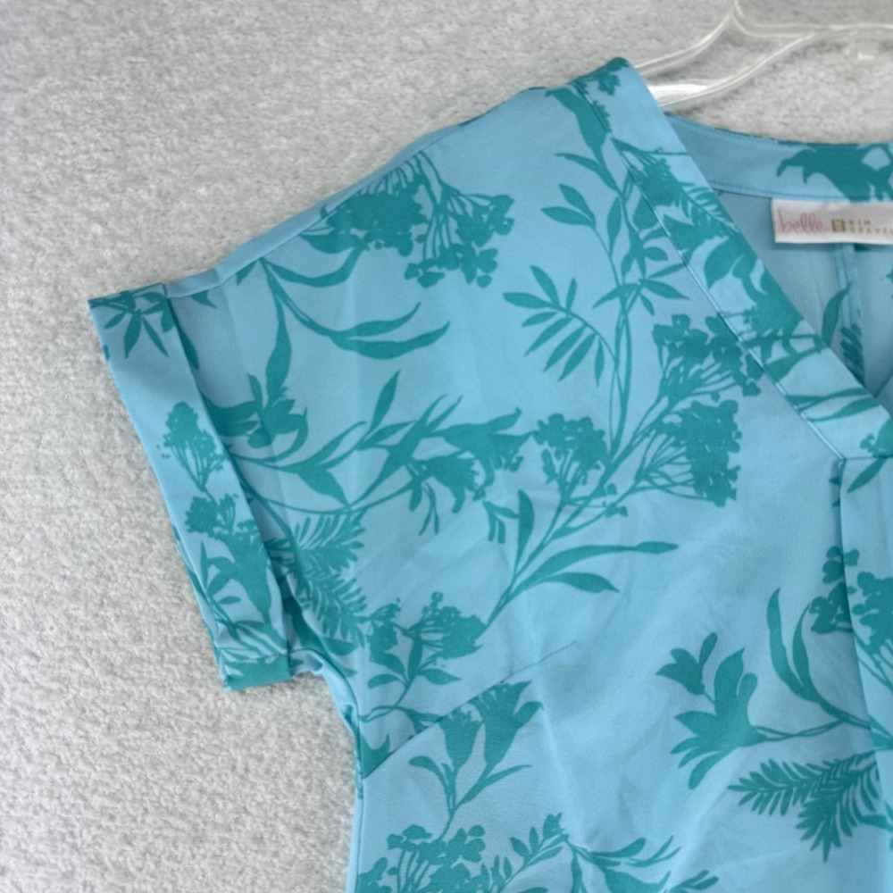 Belle by Kim Gravel Effortless Chic Summer Bloom Blouse Top XXS Blue Atlantis - Picture 3 of 10